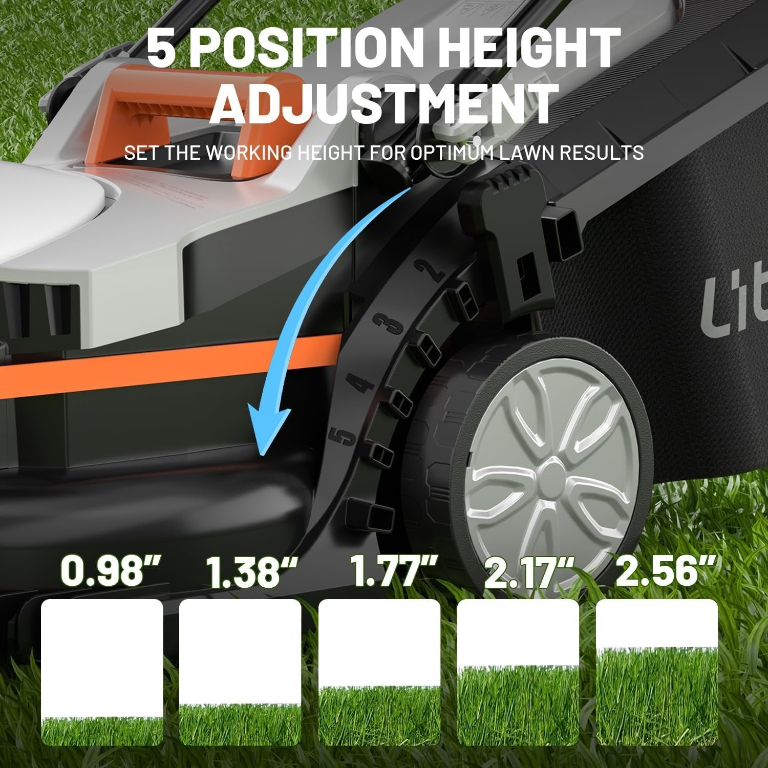 Litheli 13″ 20V Cordless Lawn Mower with 4.0Ah Battery image 3