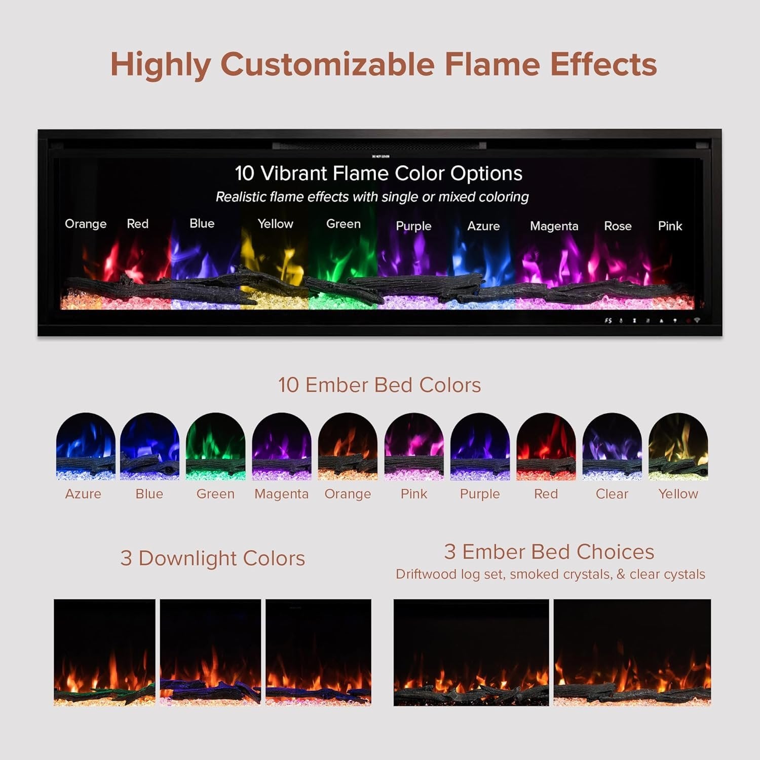 Modern Ember Highmark 60-Inch Smart Linear Electric Fireplace, WiFi & 10-Color Flames image 28