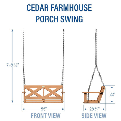 Cedar Farmhouse Porch Swing Light Brown image 2