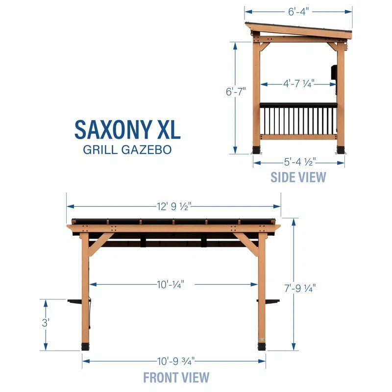 Saxony Xl 13 Ft. W X 6.5 Ft. D Solid Wood Grill Gazebo image 3