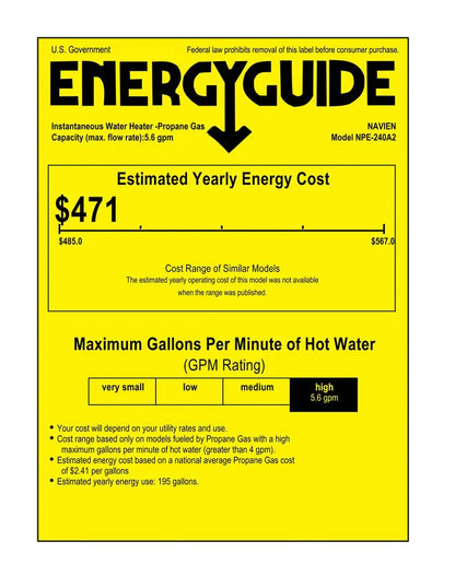 Navien NPE-240A2 High efficiency Condensing Tankless Water Heater image 1